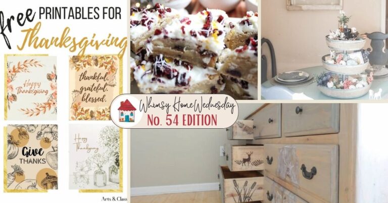 Join us on Whimsy Home Wednesday Blog Link Party No. 54 and see host projects, the features from the previous week and link up your posts!