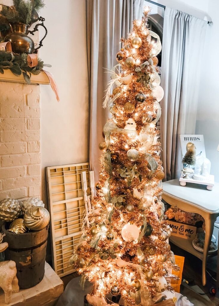Pink and Gold Pencil Christmas Tree
