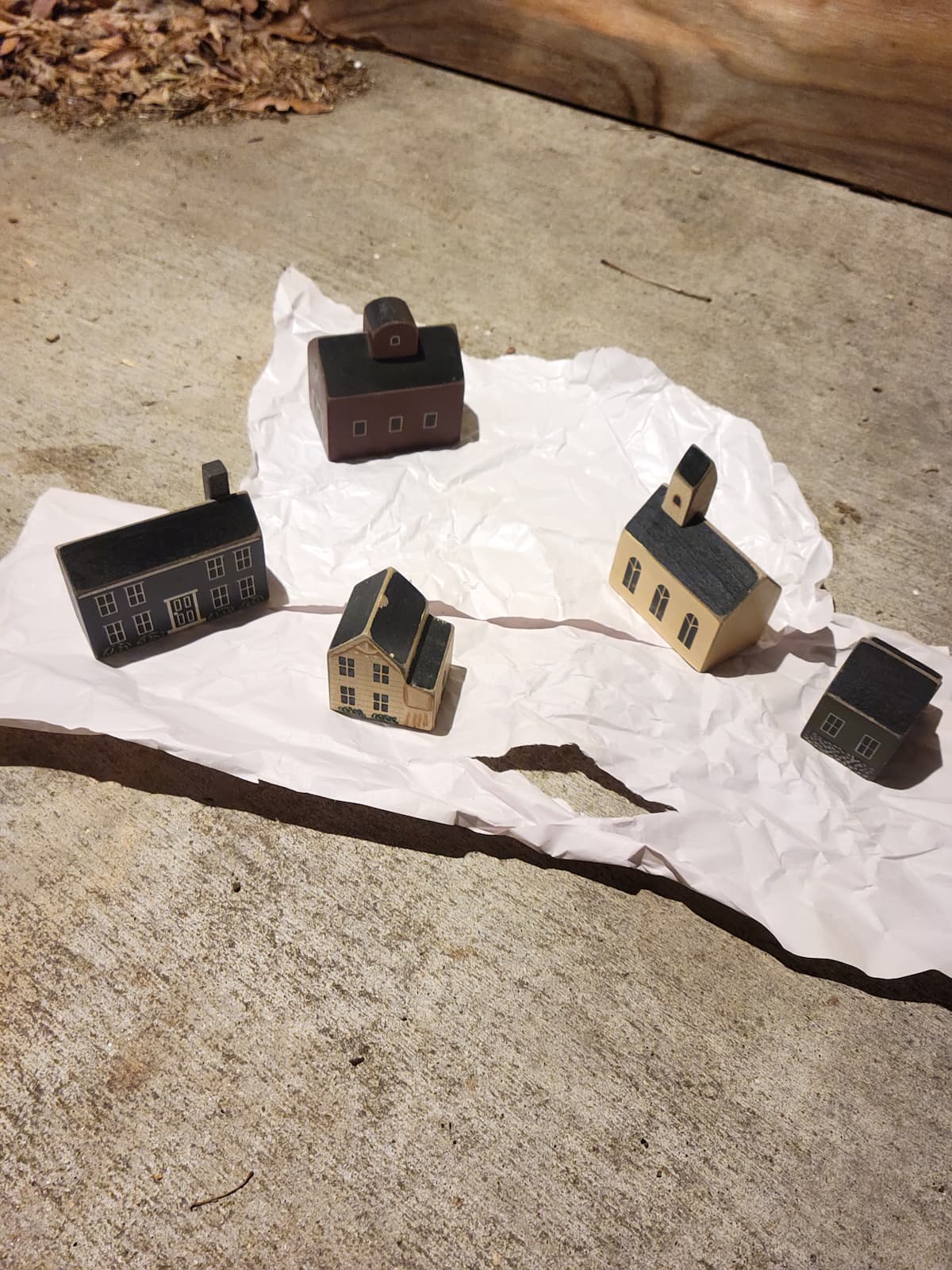 wood block houses on paper