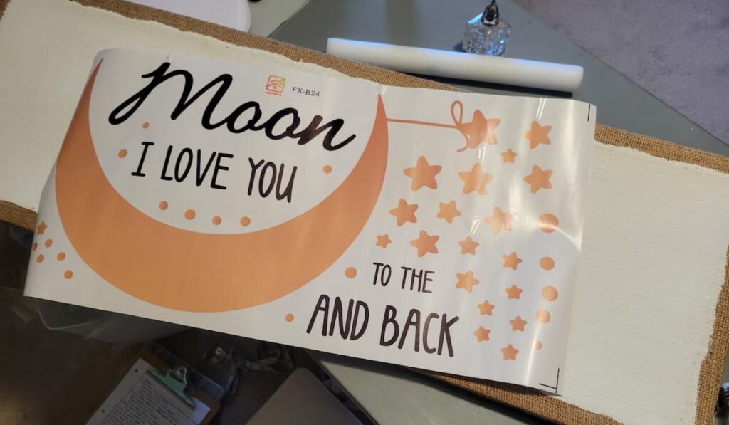 Vinyl Love You To The Moon And Back wall stickers and sign