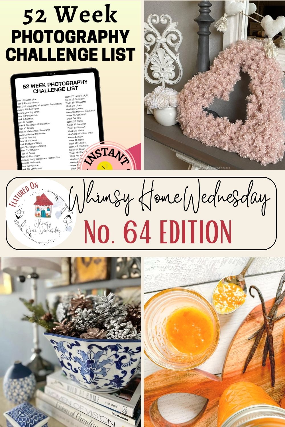 Join us on Whimsy Home Wednesday Blog Link Party No. 64 and see host projects, the features from the previous week and link up your posts!