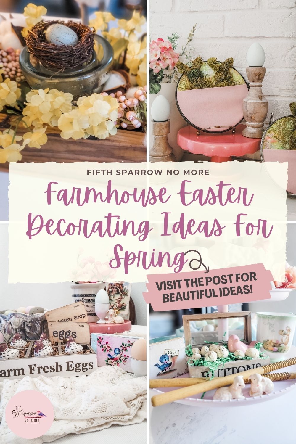 For this blog post I'm sharing some of the best farmhouse Easter decorating ideas for this Spring for mantels, tiered trays, tables and more.