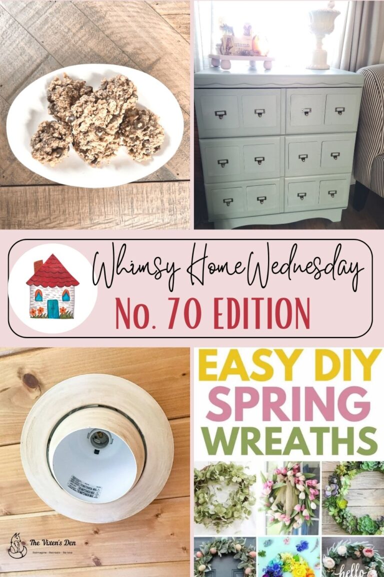 Join us on Whimsy Home Wednesday Blog Link Party No. 70 and see host projects, the features from the previous week and link up your posts!