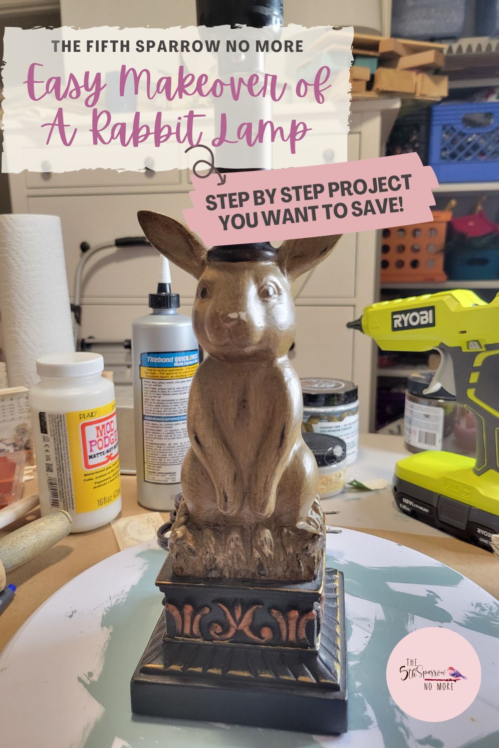 A rabbit lamp gets a quick and easy makeover in this post using just paint to take it from boring brown to a light and bright white.