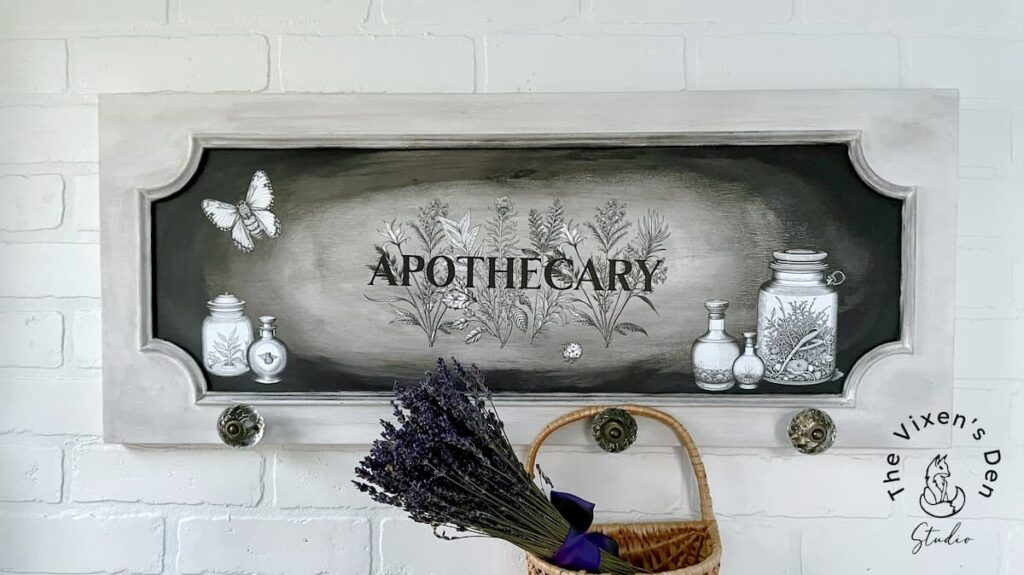 cabinet door with word apothecary