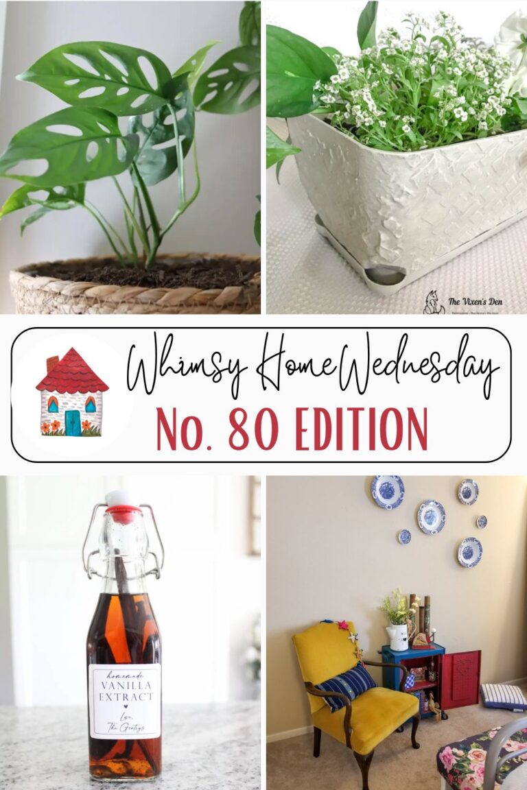 Join us on Whimsy Home Wednesday Blog Link Party No. 80 and see host projects, the features from the previous week and link up your posts!