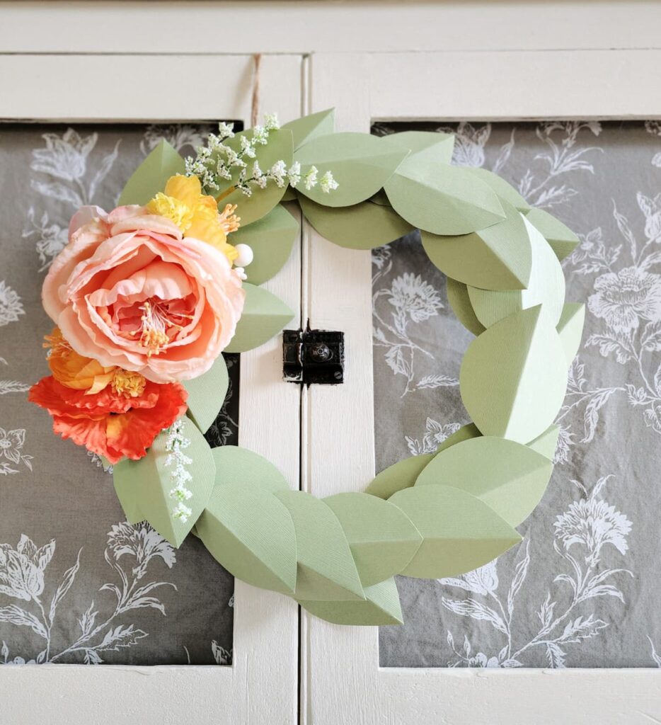 paper leaf wreath with flowers