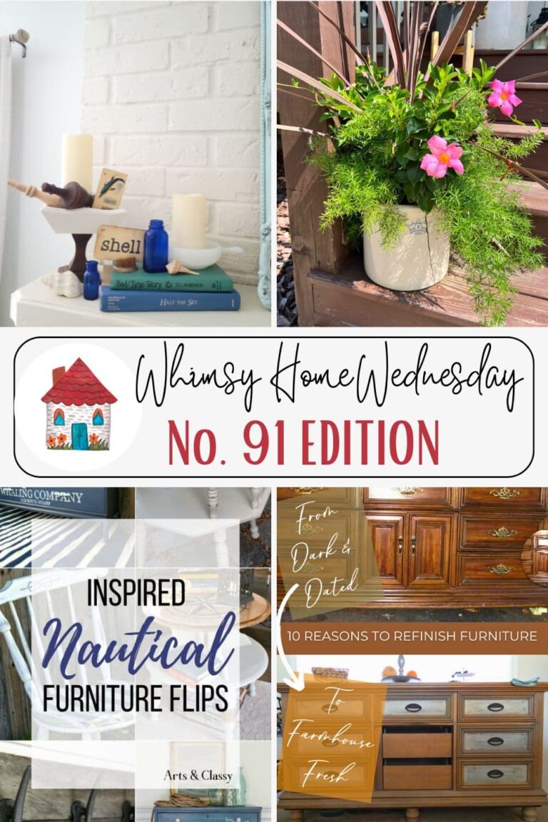Join us on Whimsy Home Wednesday Blog Link Party No. 91 and see host projects, the features from the previous week and link up your posts!