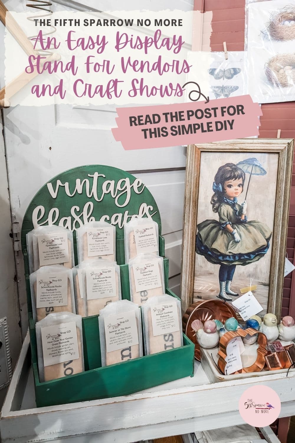 Create an easy display piece for vendor booths for small art pieces, cards, and jewelry with just two items and paint! 