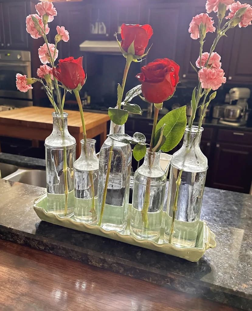 flowers in bottles