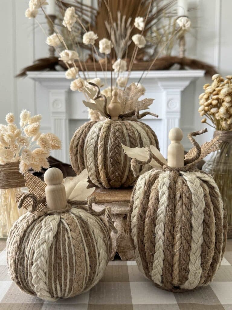 brown fabric pumpkins