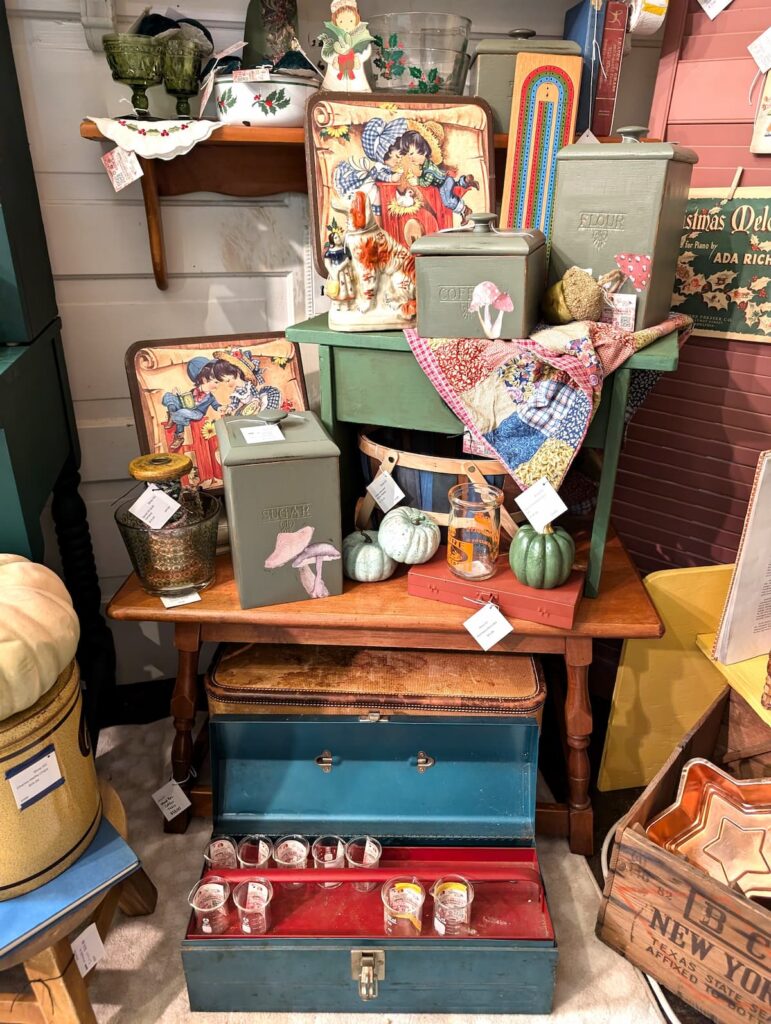 Colorful fall display in vintage booth