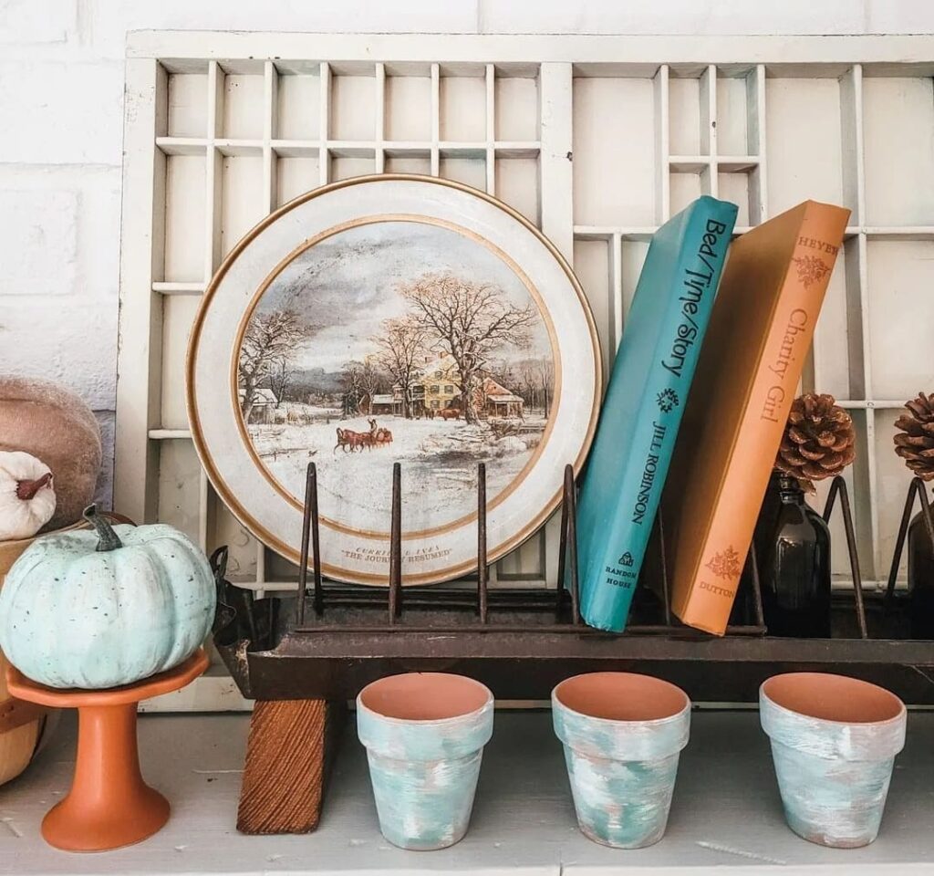 Fall Vignette with terra cotta pots