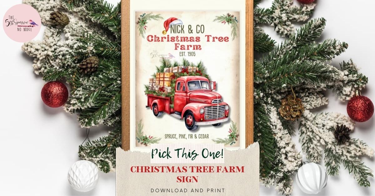 farmhouse-christmas-tree-farm-sign-printable-the-fifth-sparrow-no-more for Christmas Tree Farm Printable Free Farmhouse Christmas Tree Farm Sign Printable - The Fifth Sparrow No More for Christmas Tree Farm Printable Free