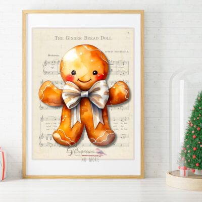 Cute Gingerbread on Vintage Gingerbread Doll Music Sheet.