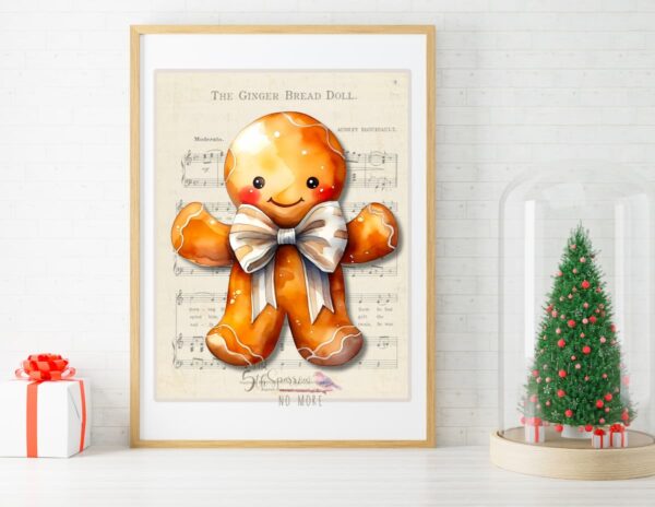 Cute Gingerbread on Vintage Gingerbread Doll Music Sheet.