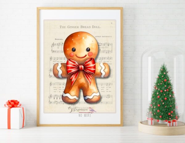 Cute Gingerbread on Vintage Gingerbread Doll Music Sheet.