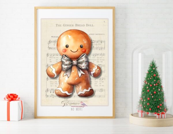 Cute Gingerbread on Vintage Gingerbread Doll Music Sheet.