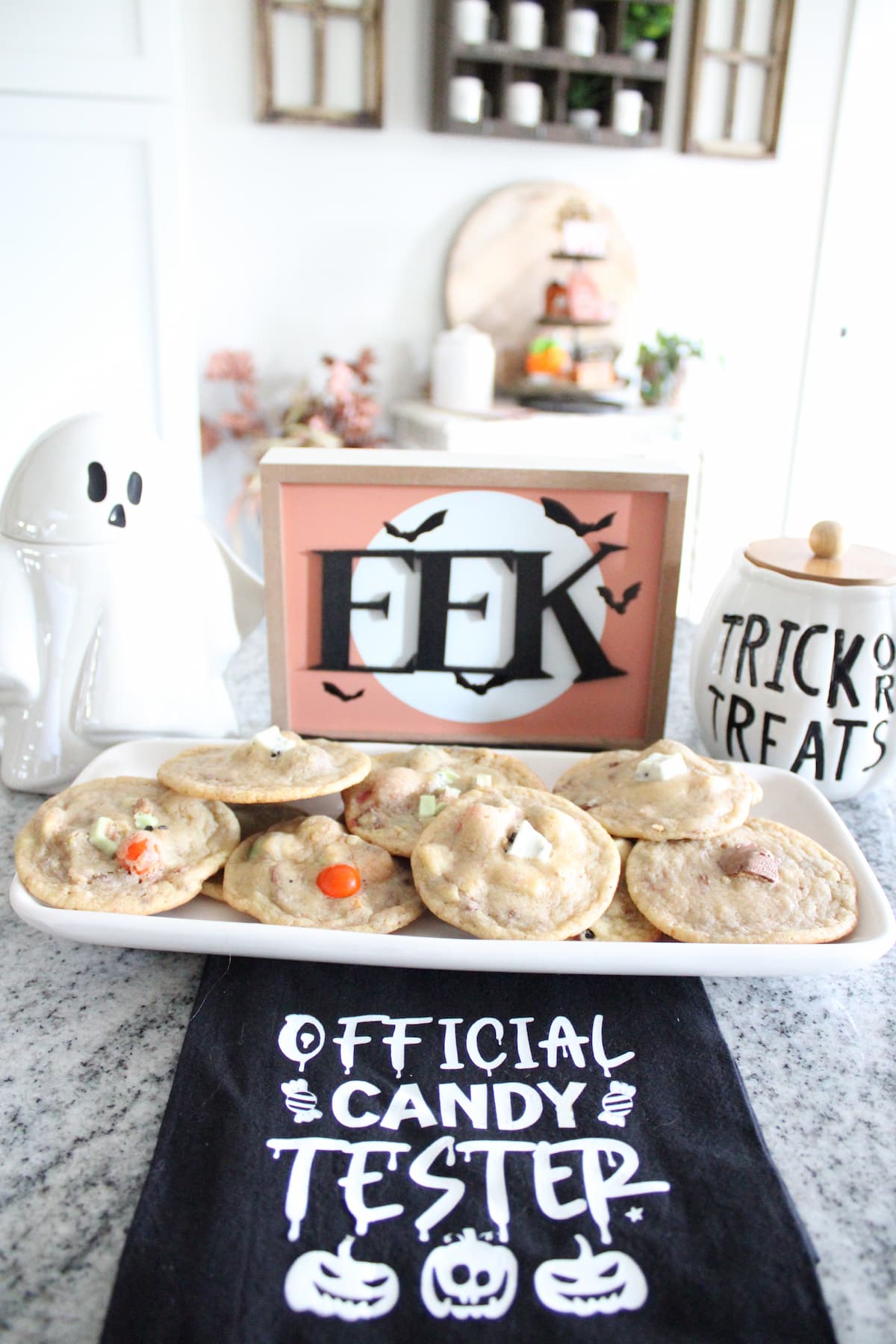 plate of cookies with halloween decor