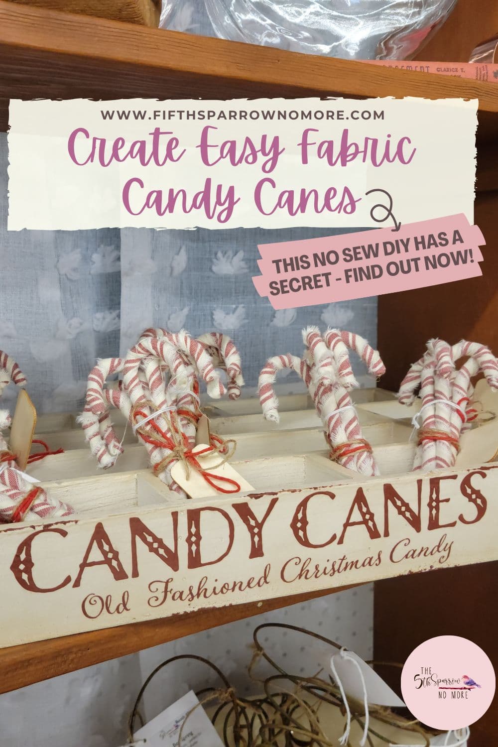 Create adorable and easy no sew fabric candy canes. These primitive candy canes are perfect for the tree, for gift toppers or Christmas decor.