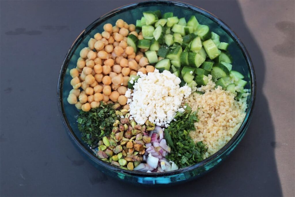 bowl with salad ingredients