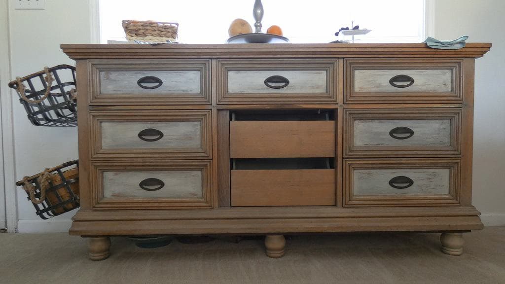 dresser with silver drawers