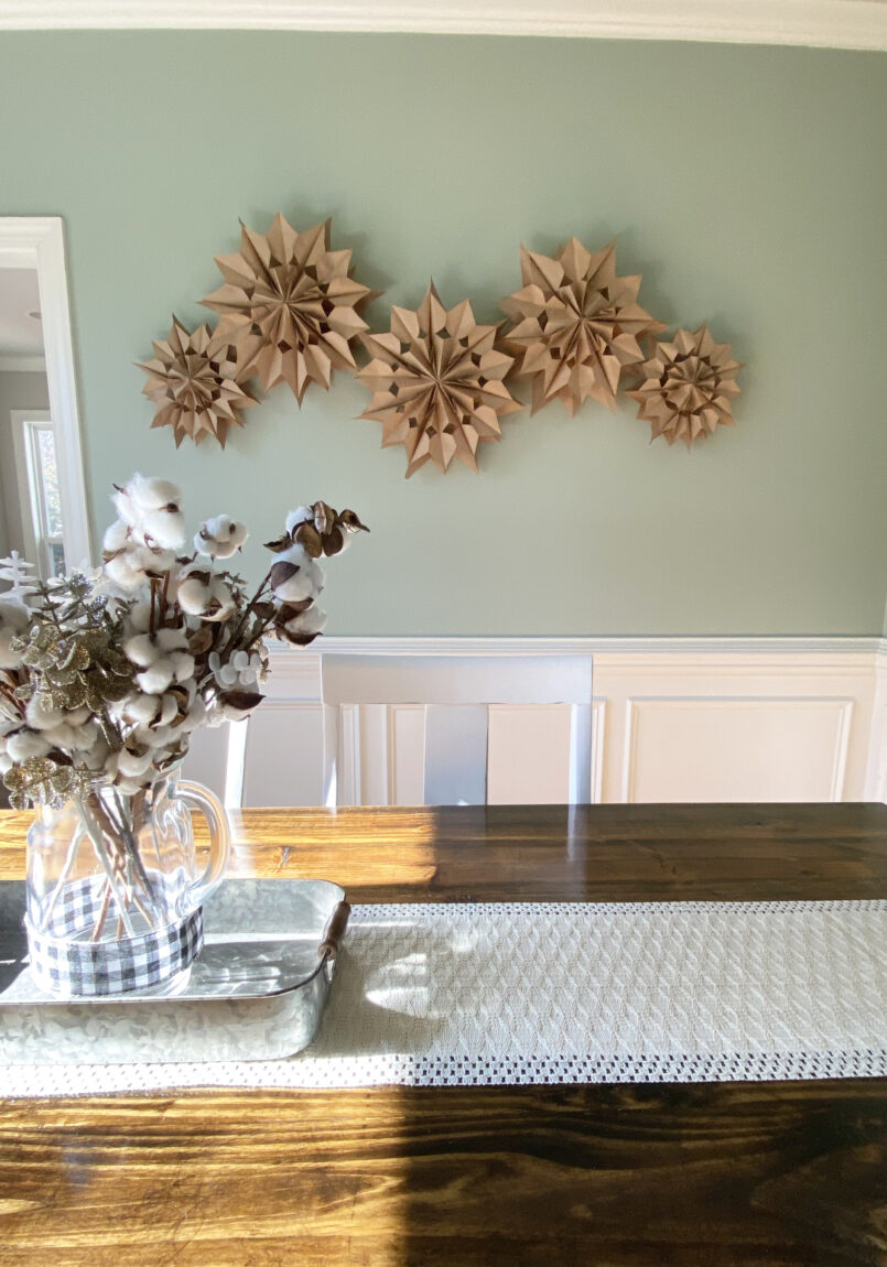 paper snowflakes on wall