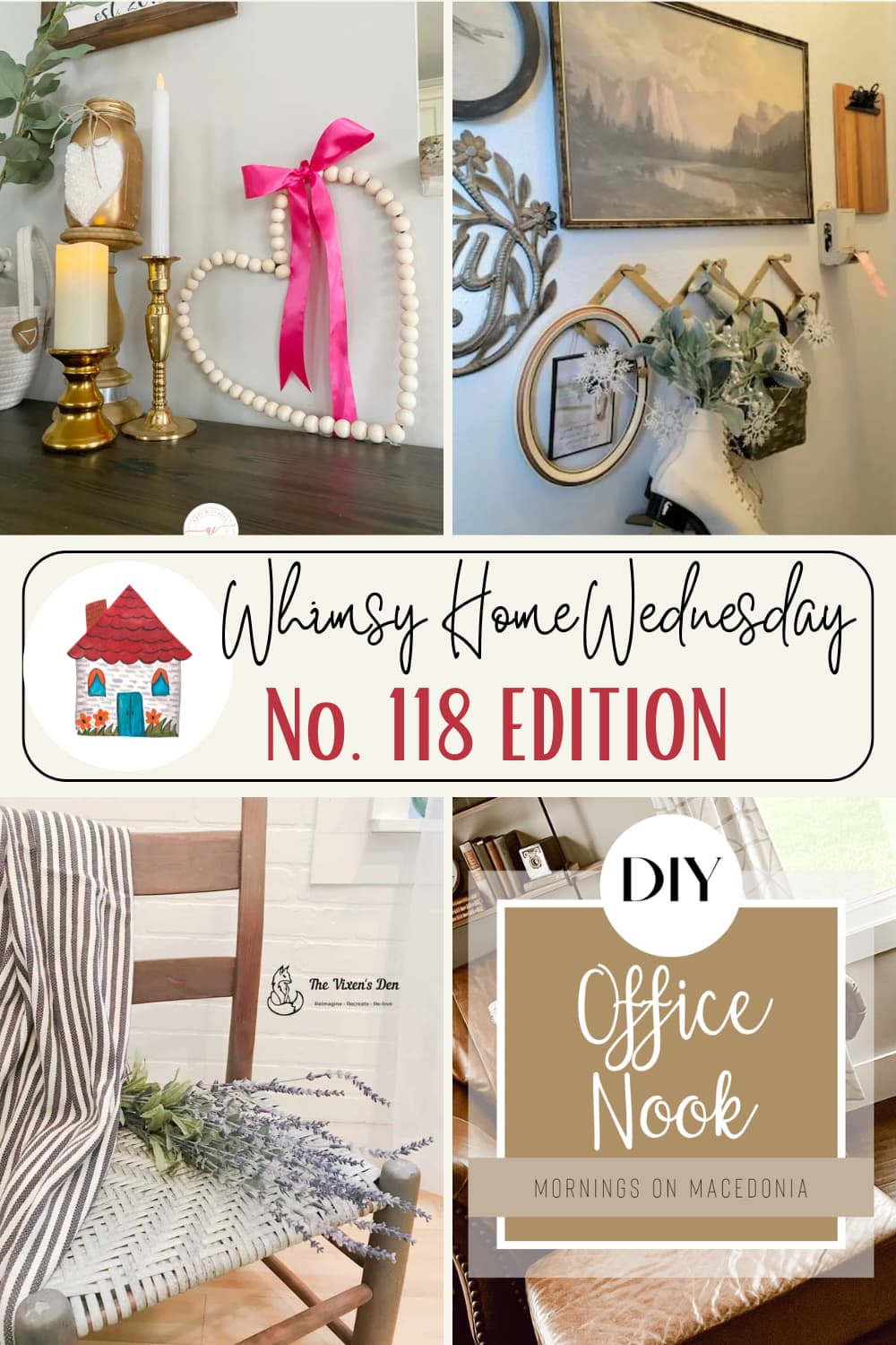 Join us on Whimsy Home Wednesday Blog Link Party No. 118 and see host projects, the features from the previous week and link up your posts!