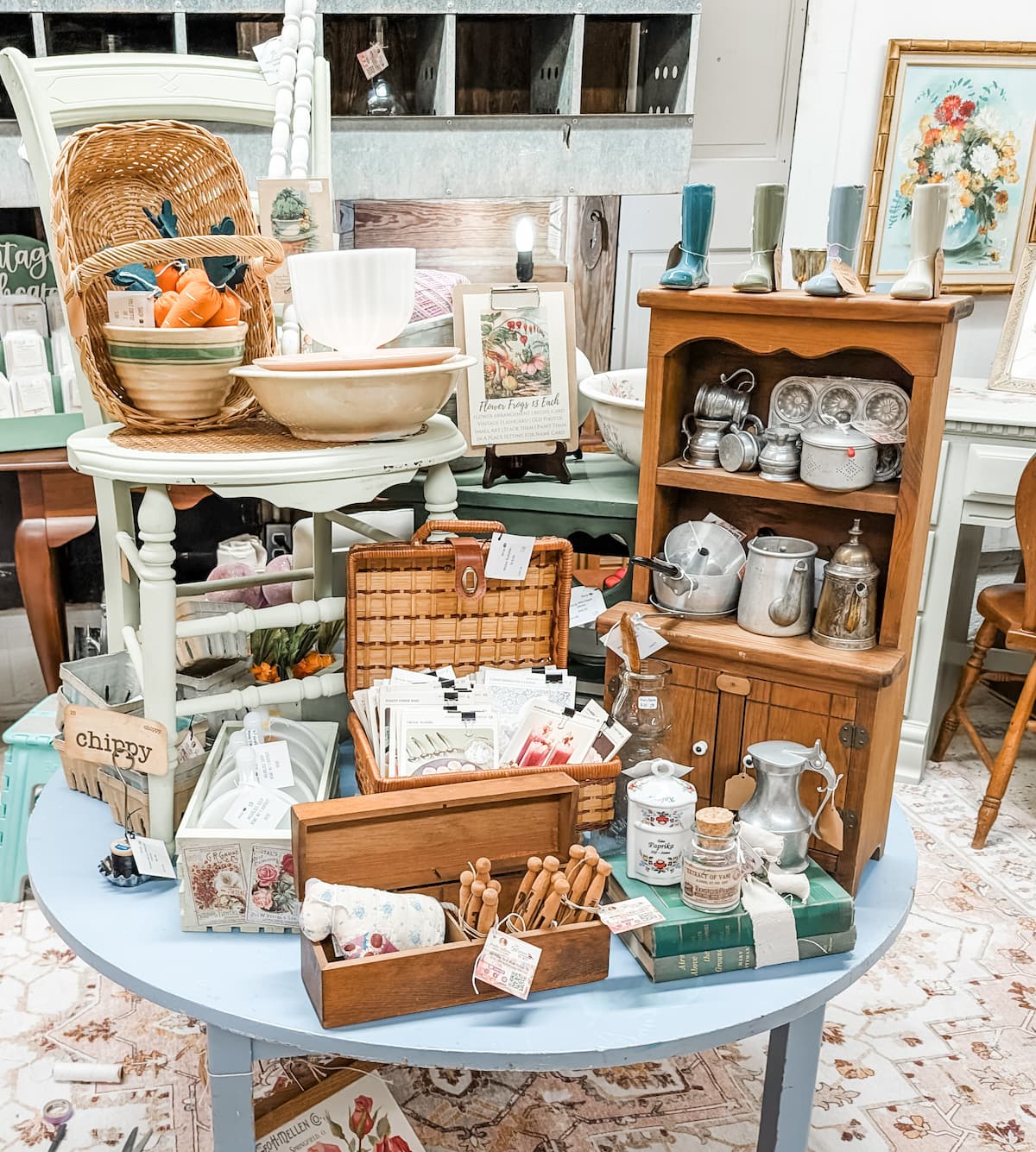 island of vintage decor in booth