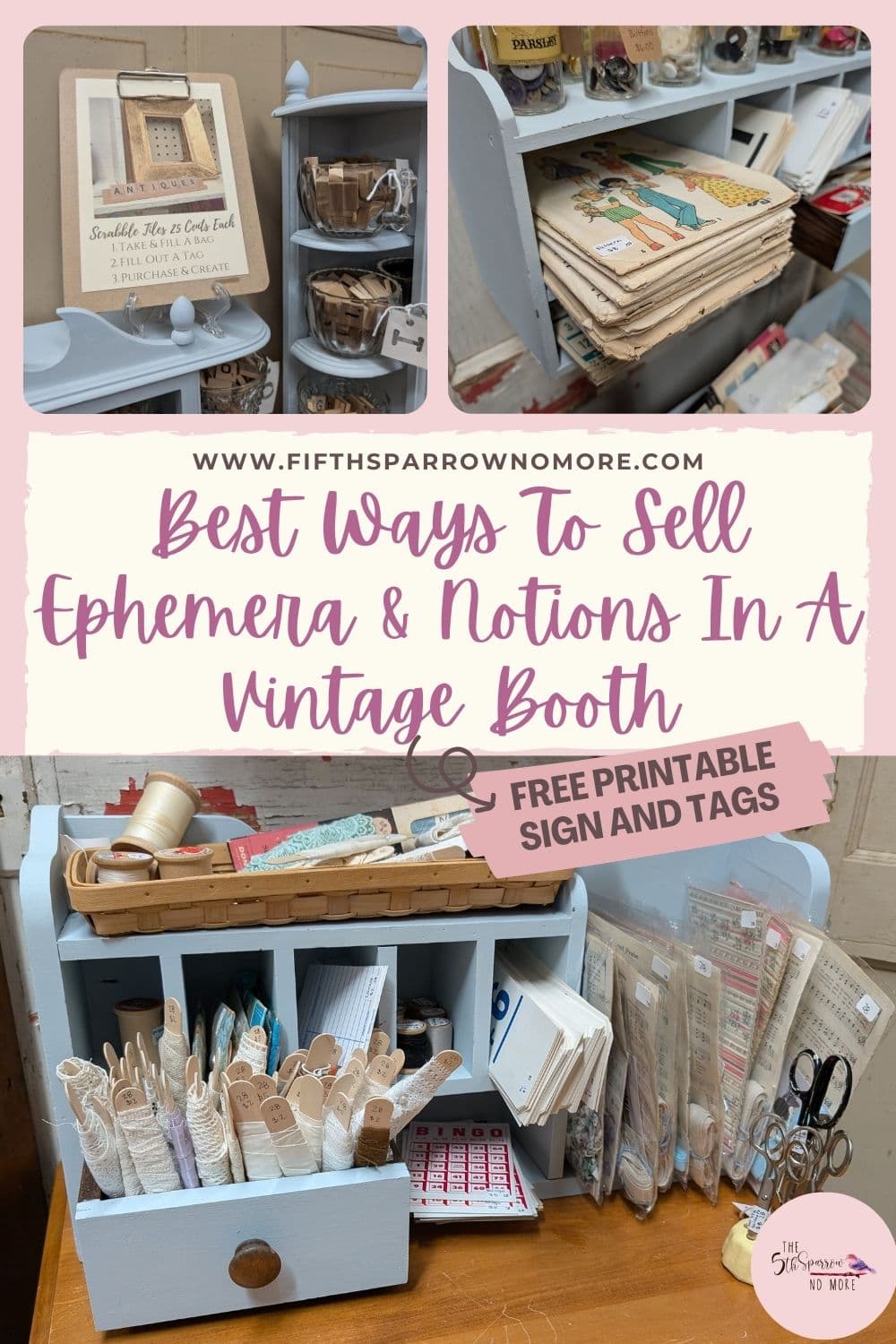 Are you wanting to add items to your booth for crafting and mixed media? This post has the best ways to sell ephemera in your vintage booth.