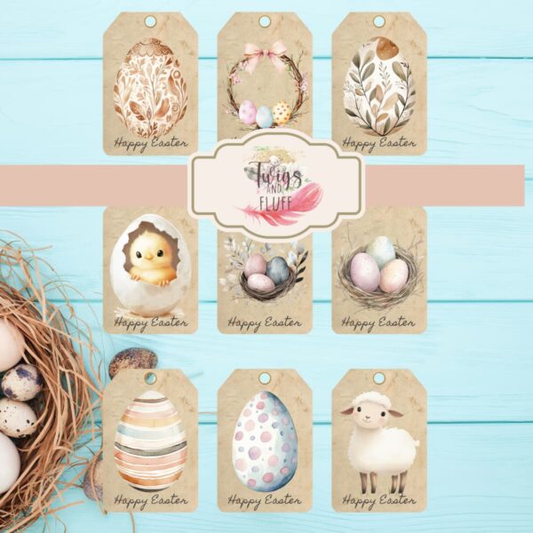 Download the Vintage Easter printable mini signs and tag set today - 4 X 4 signs are perfect for vignettes and tiered trays. Use the coordinating tags for crafting projects and gifts.