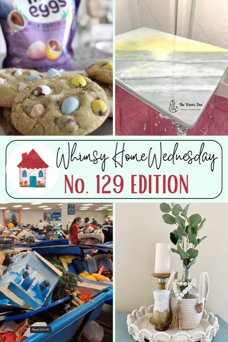 Join us on Whimsy Home Wednesday Blog Link Party No. 129 and see host projects, the features from the previous week and link up your posts!