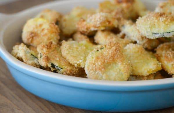 blue plate with fried zucchini