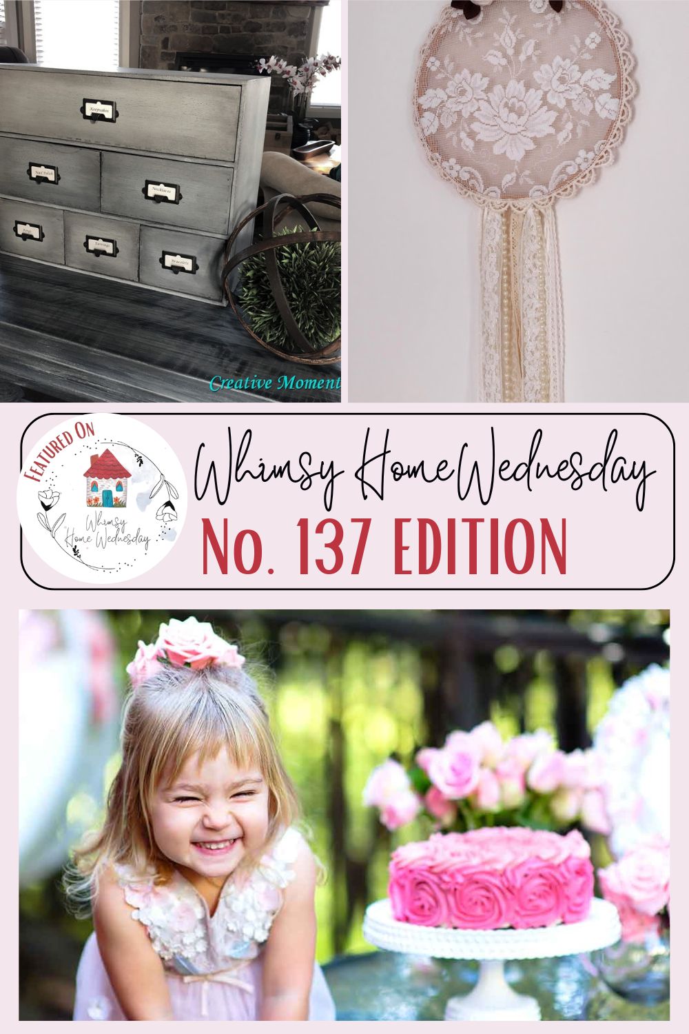 Join us on Whimsy Home Wednesday Blog Link Party No. 137 and see host projects, the features from the previous week and link up your posts!