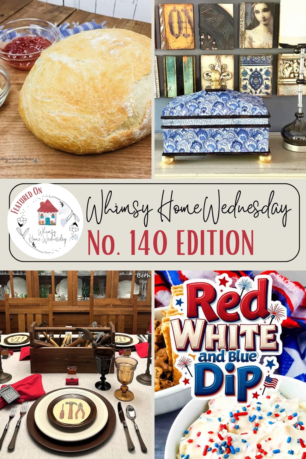 Join us on Whimsy Home Wednesday Blog Link Party No. 140 and see host projects, the features from the previous week and link up your posts!