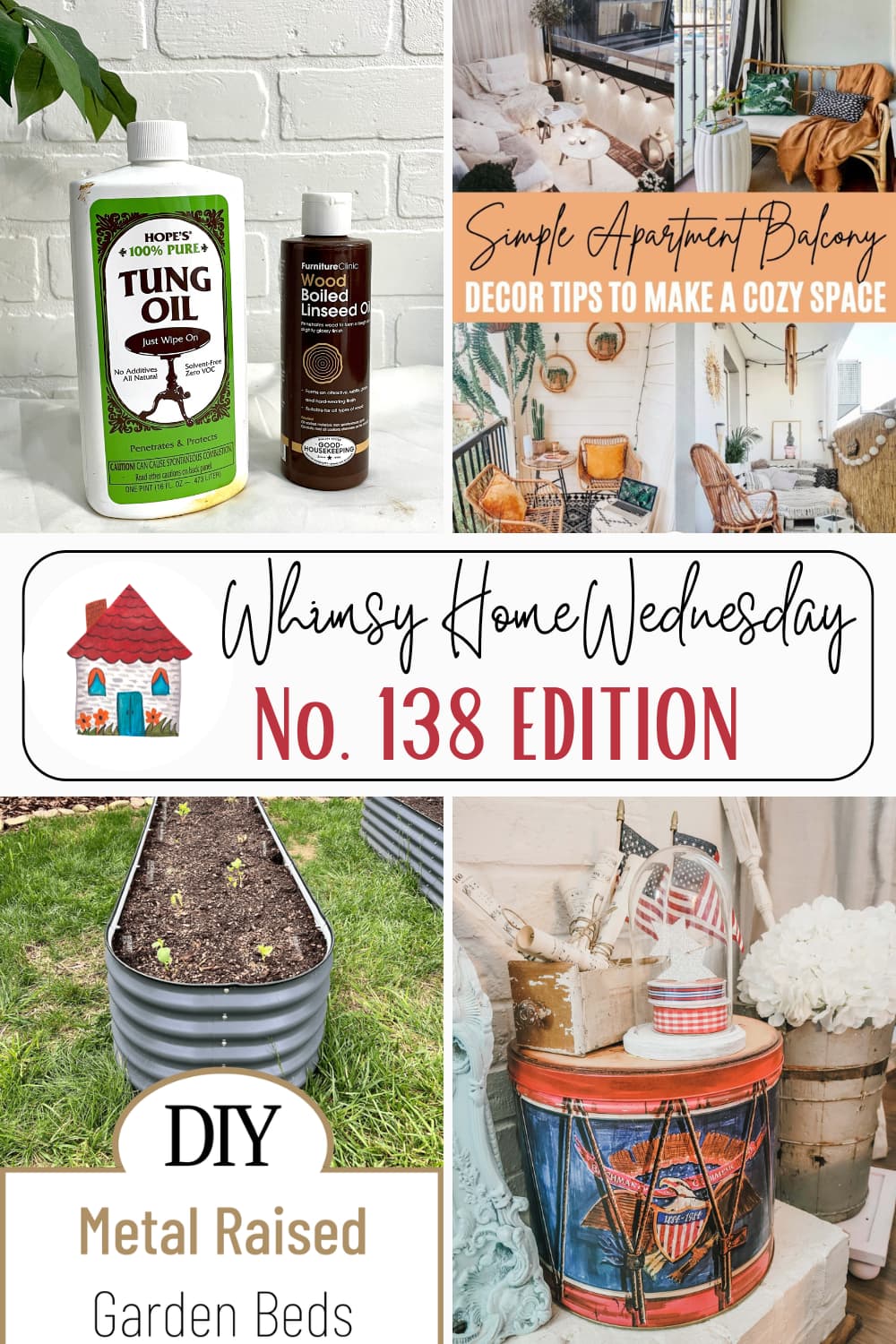 Join us on Whimsy Home Wednesday Blog Link Party No. 138 and see host projects, the features from the previous week and link up your posts!