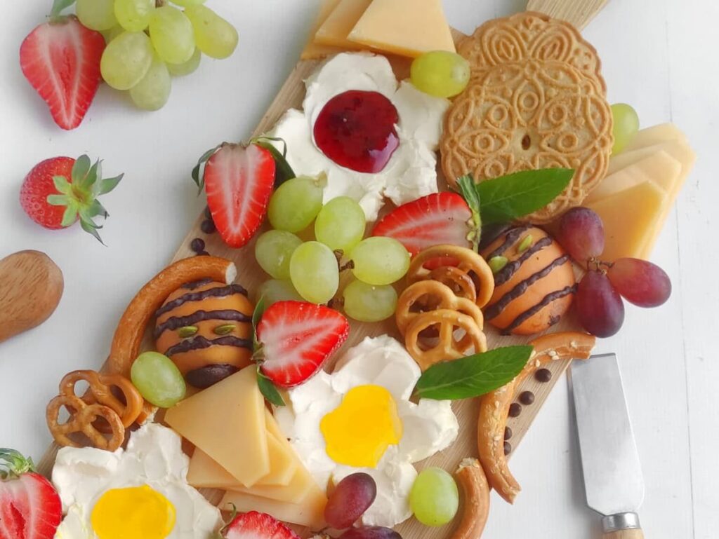 board of fruit and cheese