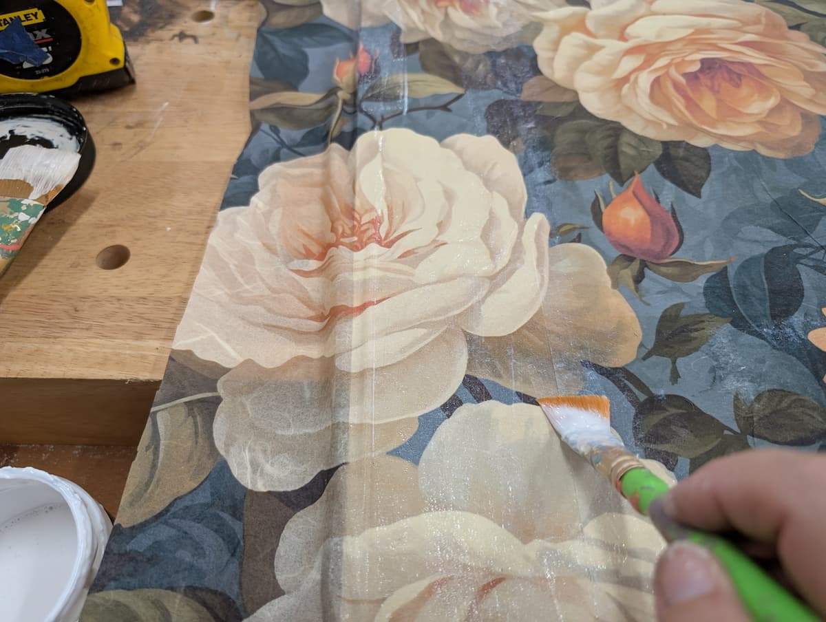 decoupage paper and paintbrush