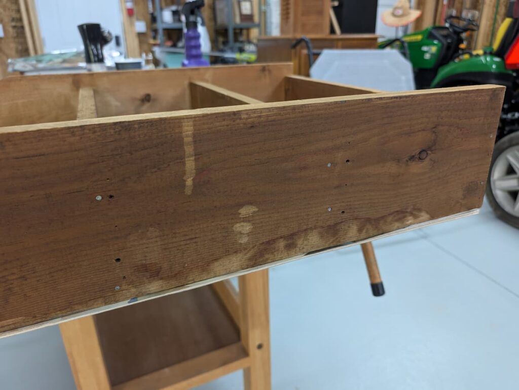 uneven bleach mark on wood