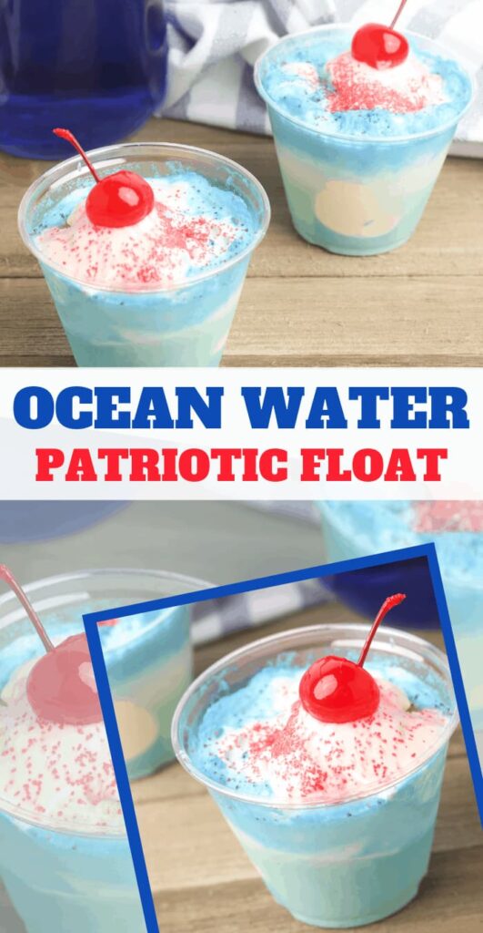 graphic of blue and white with cherry float