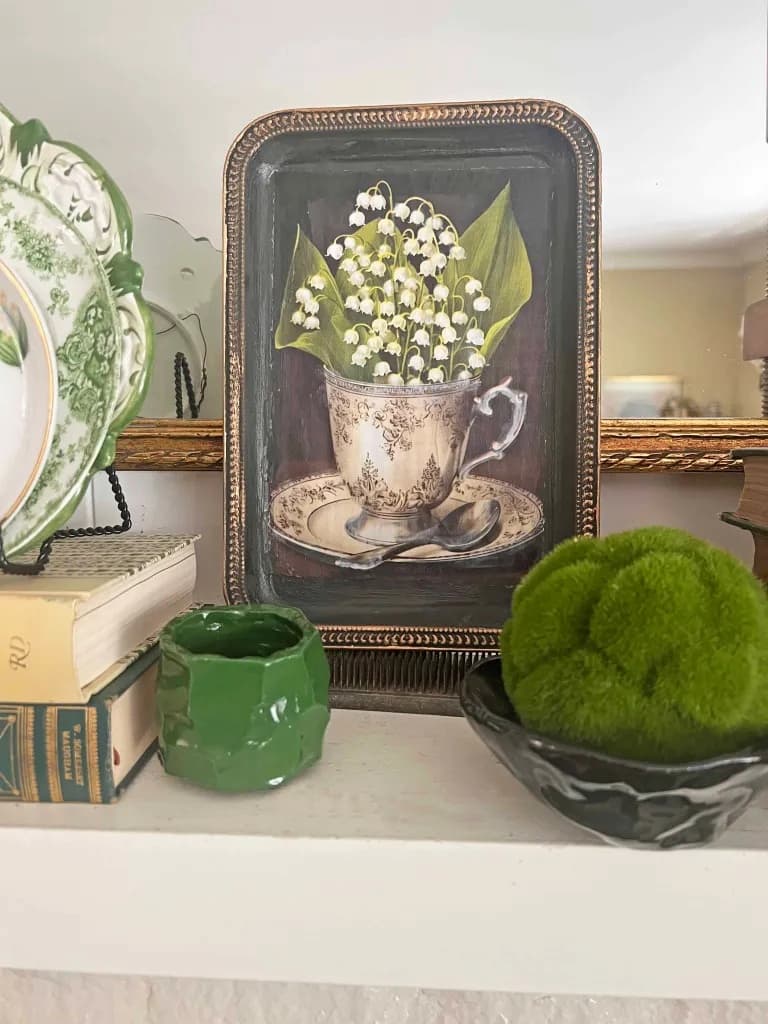 silver tray with flowers