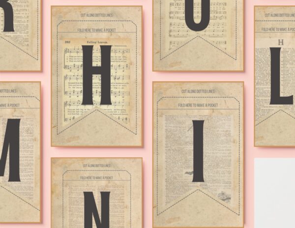 Download the printable rustic and vintage fall banner. For a mantel, parties, or print small for a wreath! Includes letters, numbers punctuation and blanks.