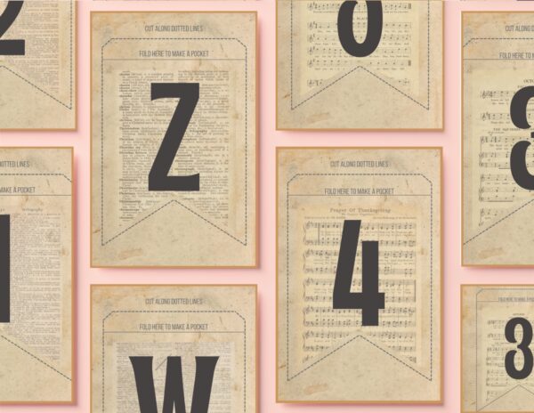 Download the printable rustic and vintage fall banner. For a mantel, parties, or print small for a wreath! Includes letters, numbers punctuation and blanks.