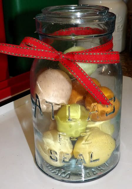 jar with red ribbon