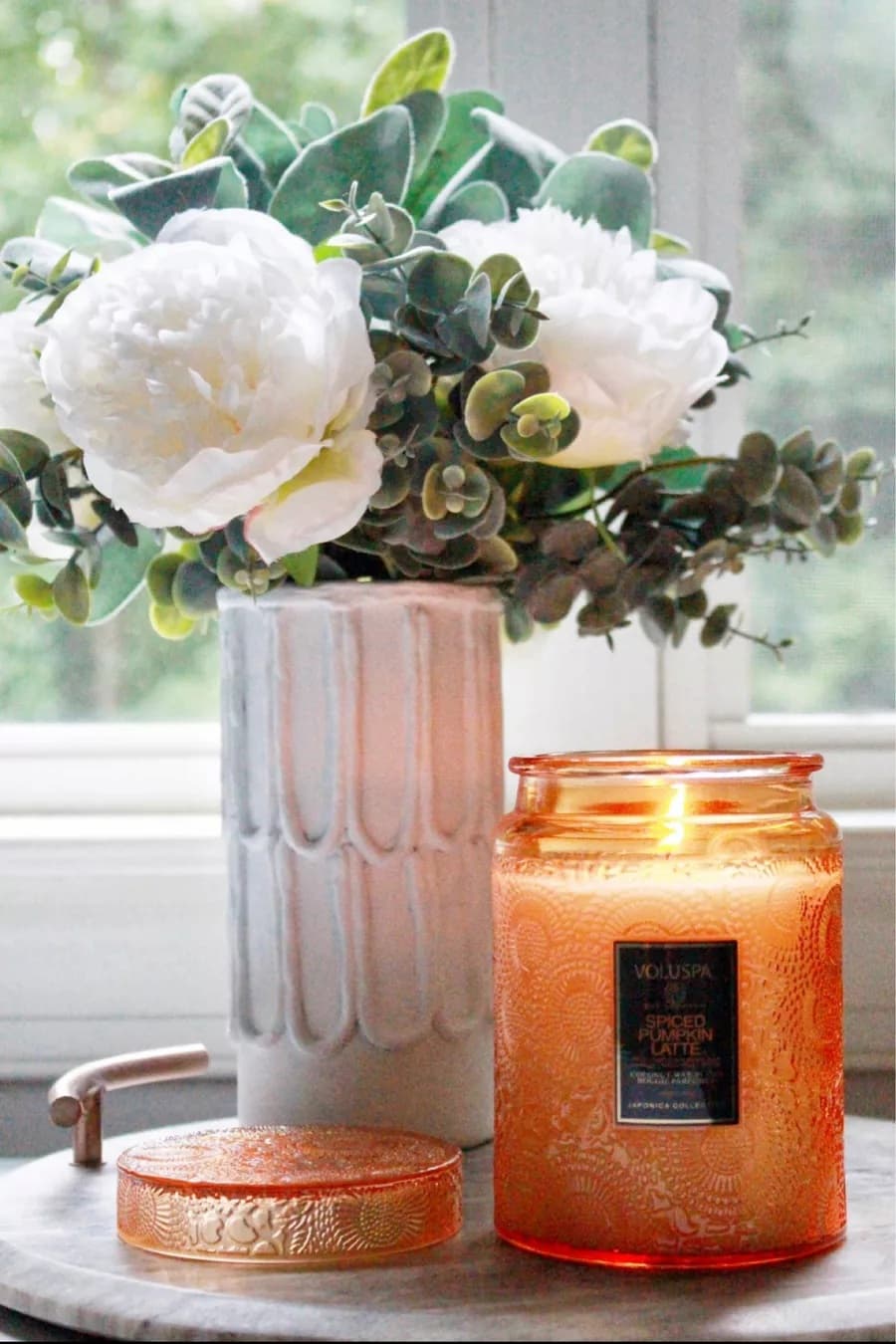candle and flowers