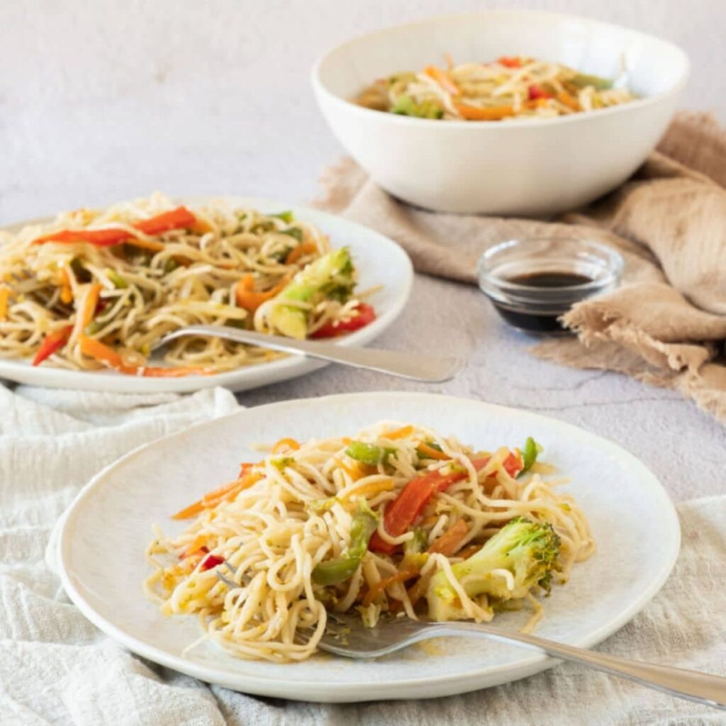 plates of noodles