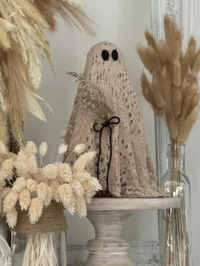 ghost made of crochet doily