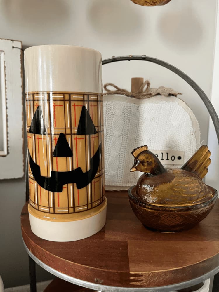 thermos with jack o lantern face