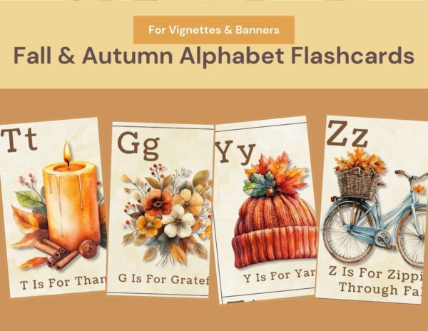 Download your set of printable fall and autumn alphabet cards with beautiful vintage images of items from A - Z. Use in vignettes, gift tags and more.