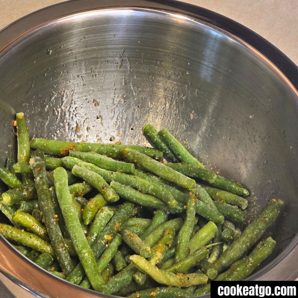 green beans silver bowl